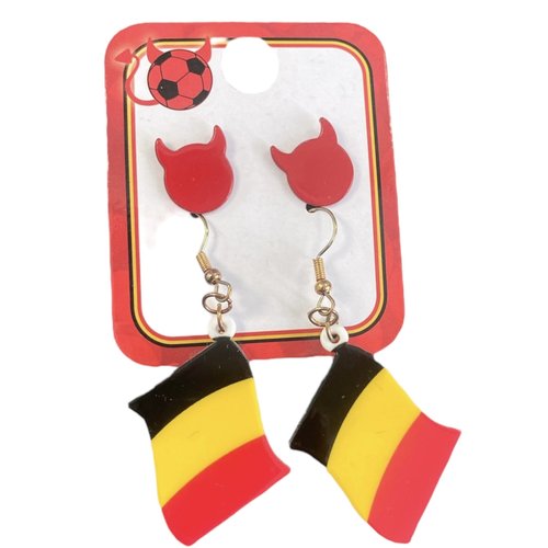 Boucles d'oreilles du championnat d'Europe / Coupe du monde Football Belgique Red Devils