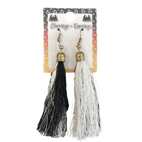 Boucles d'oreilles du championnat d'Europe / Coupe du monde Football Allemagne Fringe - noir / blanc