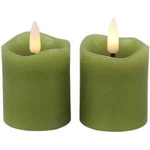 LED candles Rustic light green 5 cm - p/2