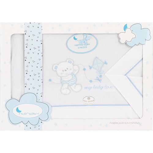 Interbaby Literie interbaby mon bébé amour 106 x 82 cm bleu 3 pièces