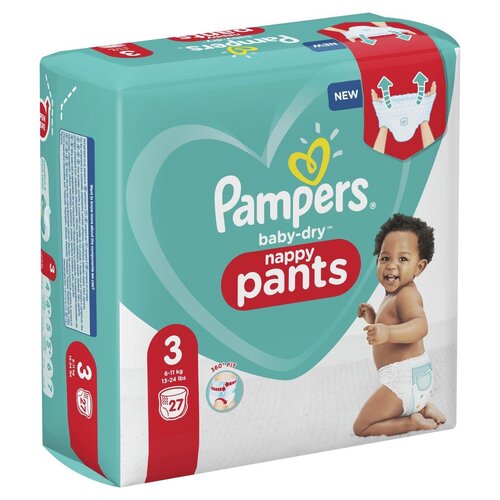 Pampers Pampers Baby -dry Hosen - Größe 3 (6 bis 11 kg) - Pack mit 27 Windelhosen