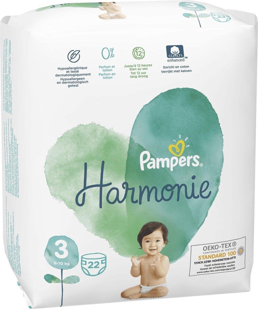 Couches Harmonie PAMPERS Taille 3 pour bébé de 6 - 10kg origine végétale