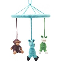 Naturzoo Mobile (monkey, rhino, donkey) crocheted junior 24 cm multicolor