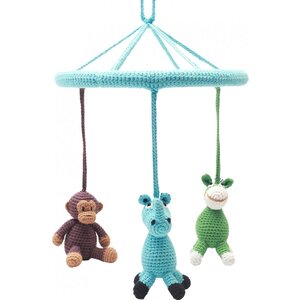 NatureZOO Naturzoo Mobile (monkey, rhino, donkey) crocheted junior 24 cm multicolor