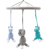 Naturzoo mobile animals crochet junior 24 cm blue/gray
