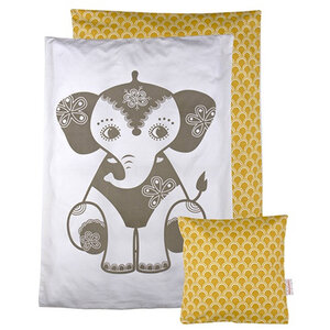 ROOMMATE Duvet cover Elephant Gray/ocher yellow 100 x 140 cm