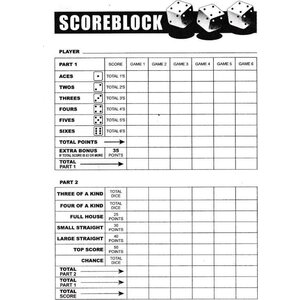 Score block Yahtzee 100 sheets