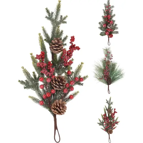 Hängende Weihnachtsstück mit Beeren - 44 cm