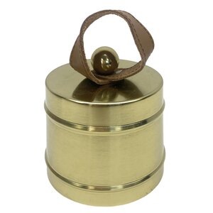 Doorstopper golden with leather handle - 11 cm