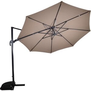 Lesliliving Parasol voladizo VirgoFlex Taupe Ø350 cm - incluye base en cruz Lesliliving Parasol voladizo VirgoFlex Taupe Ø350 cm - incluye base en cruz