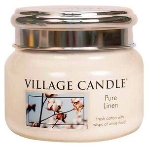 Village Candle Bougie de village parfumée en lin pur 8 x 9,5 cm cire / verre blanc