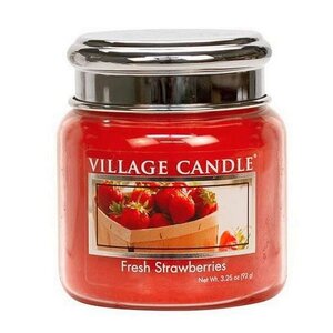 Village Candle Bougie de village parfumé aux fraises fraîches 7 cm Cire / Verre rouge