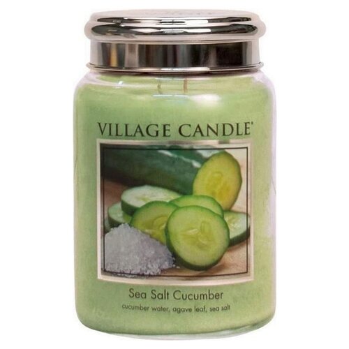 Village Candle Cougie de village parfumé à la bougie de mer de sel de mer 15 cm cire vert vert