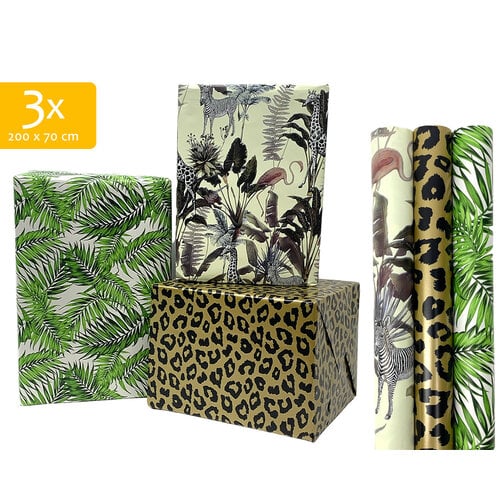 Gift paper - Packing paper - Gift paper 200 x 70 cm "Safari" - 3 Rolls