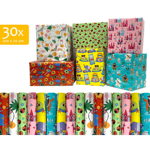 Gift paper - Wrapping paper - Gift paper 200 x 70 cm "Kids" - 30 rolls