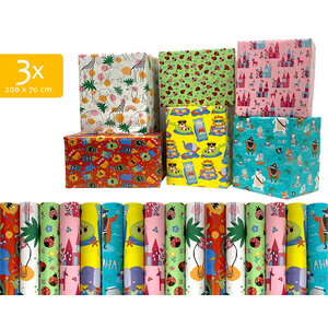 Gift paper - Packing paper - Gift paper 200 x 70 cm "Kids" - 3 Rolls