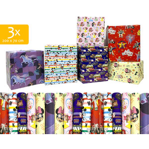 Geschenkpapier - Verpackungspapier - Geschenkpapier 200 x 70 cm "Disney" - 3 Rollen