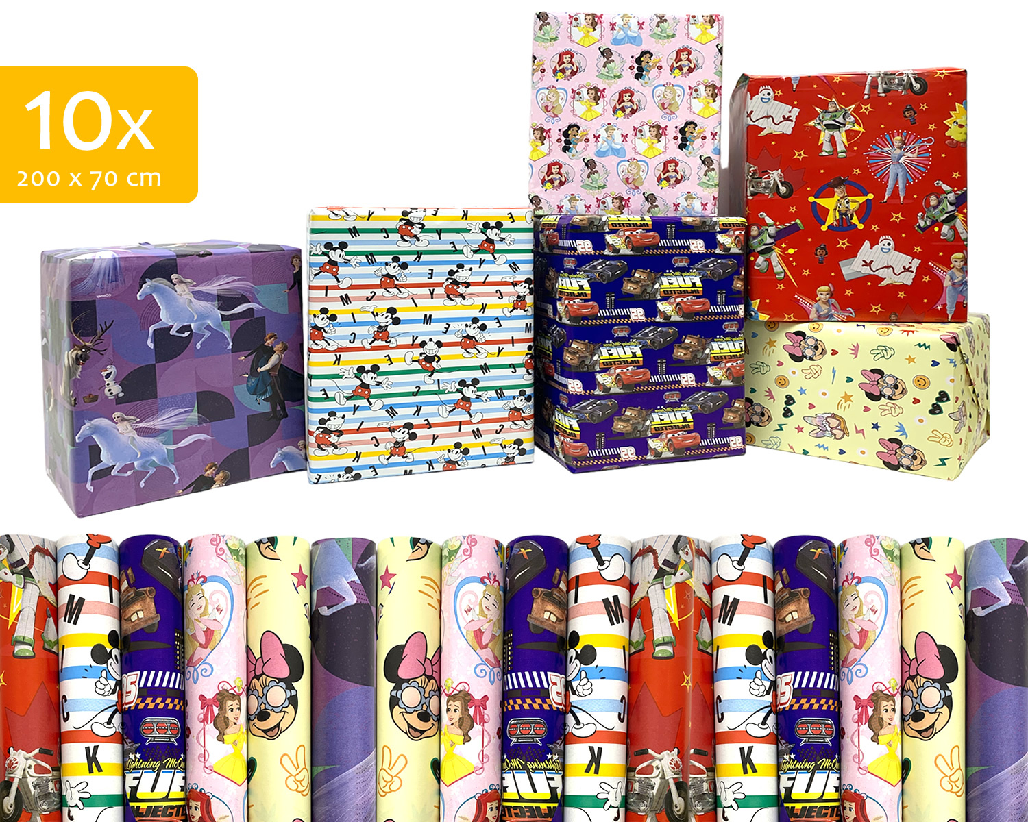 Cadopor - Papier d'emballage - Papier-cadeau 200 x 70 cm Disney - 10  rouleaux, Hobby et loisirs