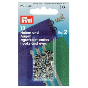 Prym Prym crochet and eyes brass silver colored no. 2