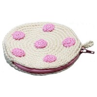 Naturzoo Enduitje Round with dots 8 cm white/pink