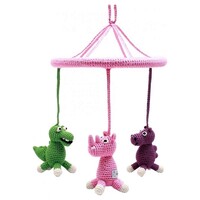 NatureZOO Mobiel Dieren Gehaakt Junior 24 cm Roze/groen