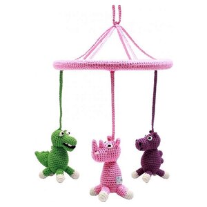 NatureZOO Naturzoo mobile animaux crochet junior 24 cm rose / vert