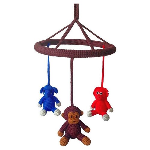 NatureZOO Naturzoo Mobile (éléphant, singe, orang-outan) a crocheté le multicolore junior 24 cm