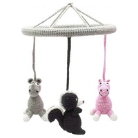 Naturzoo mobile animaux crochet junior 24 cm rose / gris / noir
