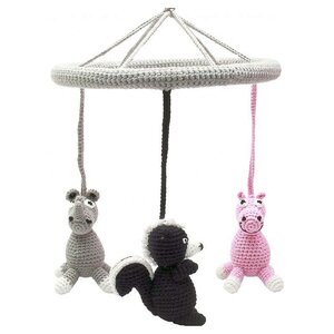 NatureZOO Naturzoo mobile animals crochet junior 24 cm pink/gray/black