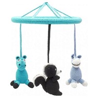 Naturzoo Mobile (Rhino, Skunk, Donkey) Crochet Junior 24 cm multicolore