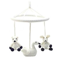 Naturzoo mobile (polar bear, swan, rabbit) crochet junior 24 cm white/black