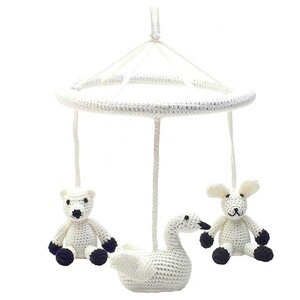 NatureZOO Naturzoo mobile (polar bear, swan, rabbit) crochet junior 24 cm white/black