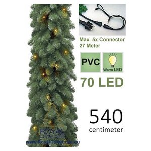 Royal Christmas Girlande mit 70 integrierten warmen LED-Lichtern - Länge 540 cm - max. 5 x verknüpfbar – Weihnachtsgirlande – 400 Zweige