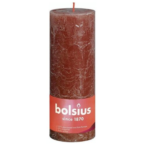 Bolsius BOLSIUS STUT CANDLE SUEDED BRORN Ø68 MM - HAUTEUR 19 cm - Brown Reddish - 85 heures de brûlure