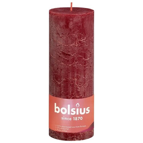 Bolsius Bolsius Stub candle Velvet Red Ø68 mm - Height 19 cm - Dark red - 85 burning hours
