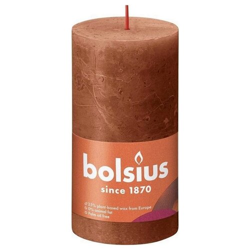 Bolsius Bolsius Stumpenkerze Rusty Pink Ø68 mm - Höhe 13 cm - Pink/Braun - 60 Brennstunden