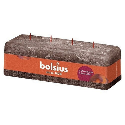 Bolsius Bolsius Stub Candle rectangle rustique taupe 90 x 250 mm - hauteur 8 cm - taupe - 51 heures de brûlage