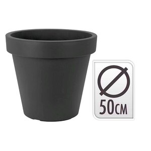 Vaso da fiori in plastica rotondo 50cm antracite
