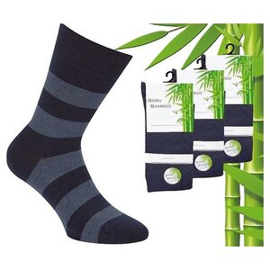 Boru Bamboo 3 paires de chaussettes en bambou boru - bambou - bande - bleu foncé - taille 43-45