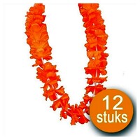 Oranje Versiering | 12 stuks Oranje Krans Hawaii XL