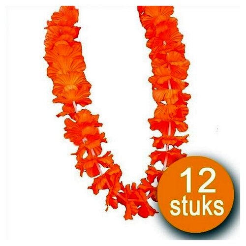 Oranje Versiering | 12 stuks Oranje Krans Hawaii XL