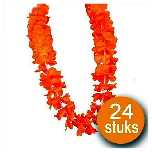 Orangefarbene Dekoration | 24 Stück Orangenkranz Hawaii XL