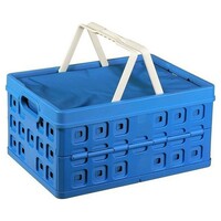 Sunware Square Folding Crate - Mit 2 zusätzlichen Griffen & Kühltasche - 32 l - Blau/Weiß