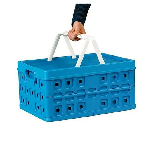 Sunware Sunware Square Folding Crate - Mit 2 zusätzlichen Griffen & Kühltasche - 32 l - Blau/Weiß