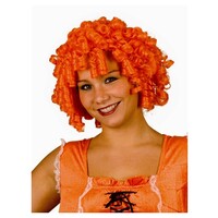 Orange Lockenperücke für Damen