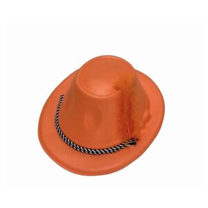 Orange hat with feather