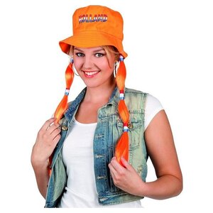 Chapeau avec des tresses - orange