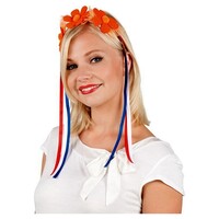 Oranje Diadeem met Bloemen - Koningsdag - EK/WK Voetbal