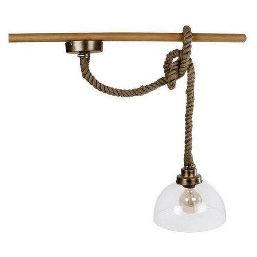 Hanging lamp around thick rope clear glass