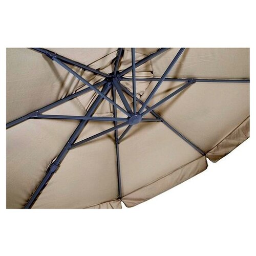 Lesliliving Parasol flottant Vierge Ecru Ø350 cm - y compris les pieds croisés